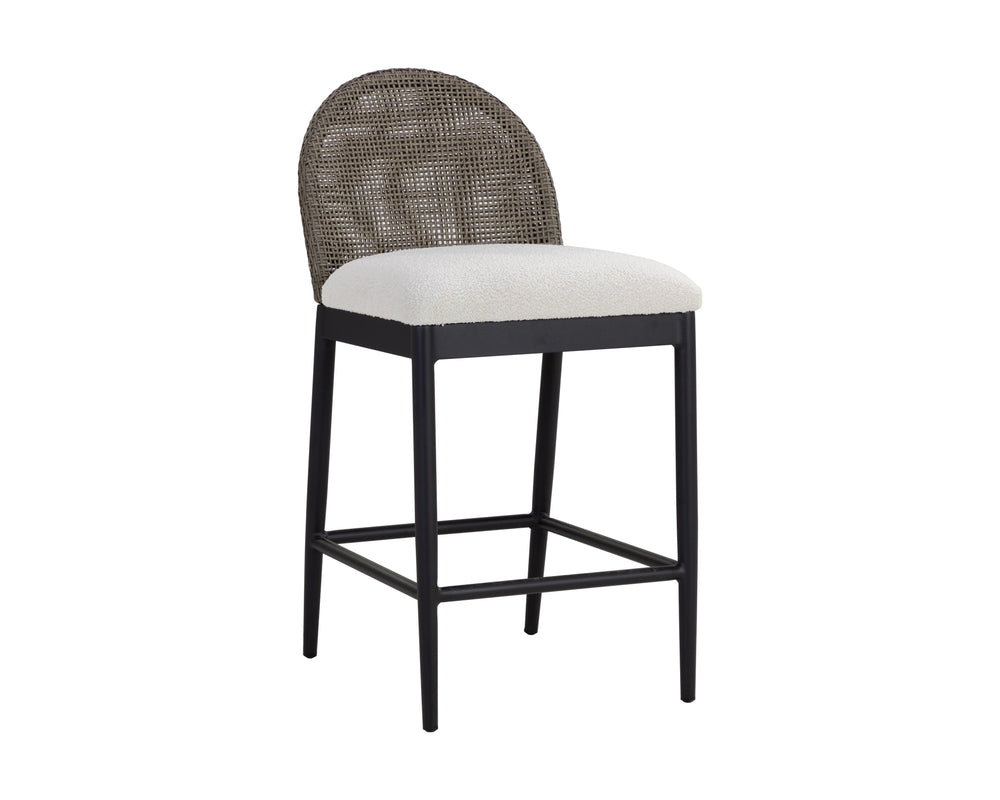 Sunpan Calandri Counter Stool - Stylish Outdoor Seating with Comfort, Durable Fabric & Chic Wicker Design Black / Louis Cream