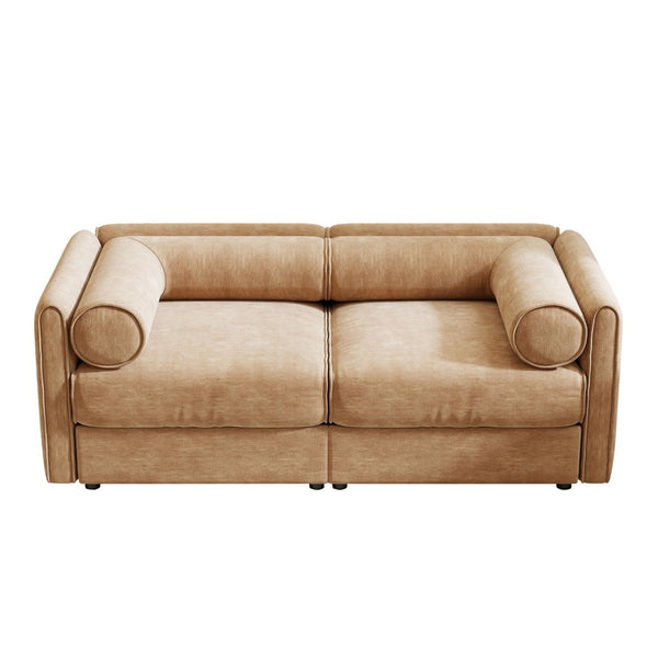 English Elm Stylish Camel Chenille 2-Seater Sofa With Hidden Storage, Ergonomic Design, And Modern Charm W714S01224-GIGA