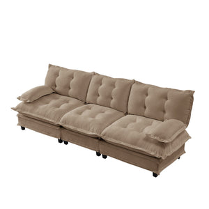 English Elm 107" Modular Cloud Sectional Sofa Deep Seat Chenille Upholstered Living Room Couch Light Coffee W714S01702