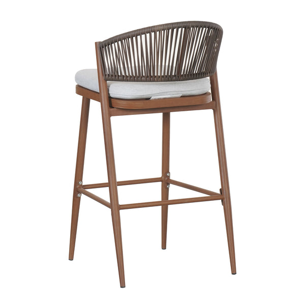 English Elm Christopher Knight Home® - Outdoor 30.25" Barstool Set Of 2 - Stylish Aluminum Frame With Pe Rattan Backrest, Teak Finish N772P245120T