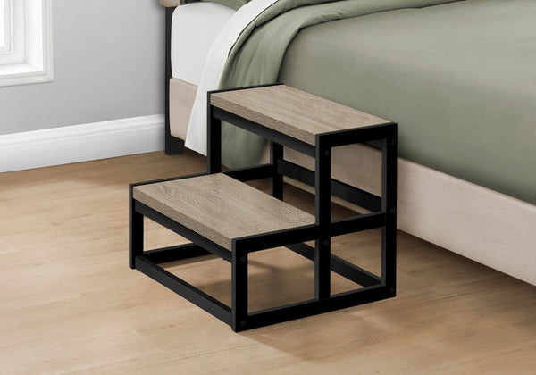 English Elm Ladder, Step Stool with Dark Taupe Laminate Treads and Matte Black Metal Frame B2710P219496