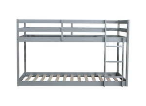 English Elm Solid Rubberwood Twin-Over-Twin Bunk Bed With Ladder – Sturdy, Space-Saving Design In Grey Finish W504P191644-GIGA