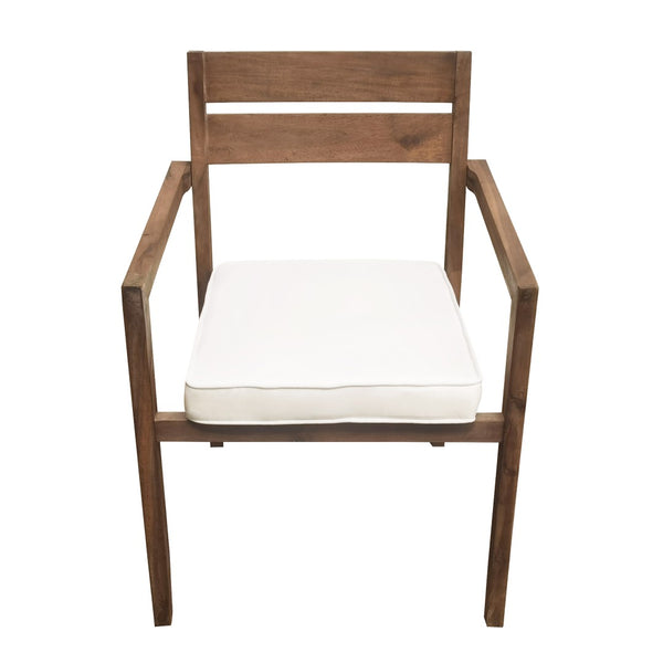 English Elm U_style Solid Acacia Wood Patio Dining Set Six Stackable Chairs Cushions Modern Outdoor Burly Wood WY000459AAD
