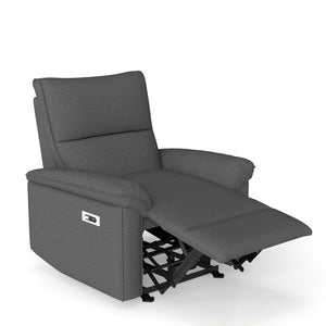 English Elm Wall Zero Wall Power Recliner Chair with Overstuffed Backrest, USB Type-C Charging Port, Space-Saving Electric Recliner for Small Rooms Dark Gray W1028S00055