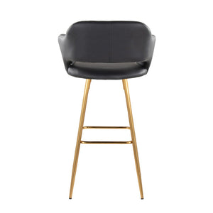 English Elm 30" Glam Faux Leather Barstools with Gold Metal Base and Cut-out Back Set of 2 B202S00617