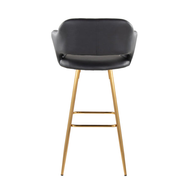 English Elm 30" Glam Faux Leather Barstools with Gold Metal Base and Cut-out Back Set of 2 B202S00617
