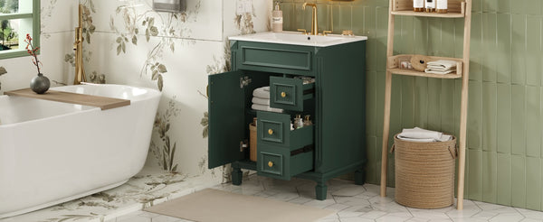 English Elm 24" Stylish Bathroom Vanity With Ceramic Sink & Soft-Close Drawers, Perfect For Small Spaces! N710P318989F