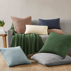 JLA Home INK+IVY - Euro Plush Knit Pillow Cover — Cozy Euro Sham with Hidden Zipper, Machine Washable Cottage Texture Ivory II30-871