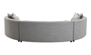 English Elm Ivria Curved Gray Bouclé Sectional Sofa with 9 Down Feather Pillows, Durable Wood Frame, 3‑Seat Comfort B2726S00266