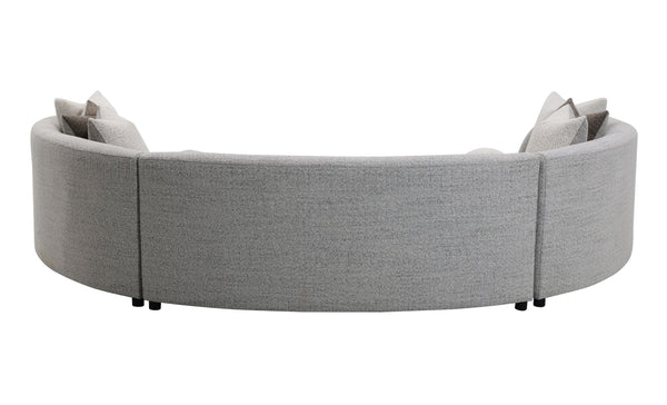 English Elm Ivria Curved Gray Bouclé Sectional Sofa with 9 Down Feather Pillows, Durable Wood Frame, 3‑Seat Comfort B2726S00266