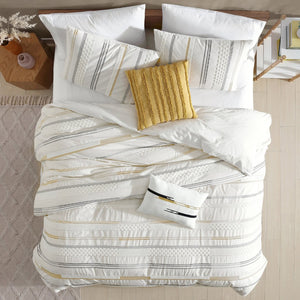 English Elm Riverbrook Home Whitten King 6-Piece Comforter Cover Set - Soft Ivory Cotton, Casual Elegance B340P342014-GIGA