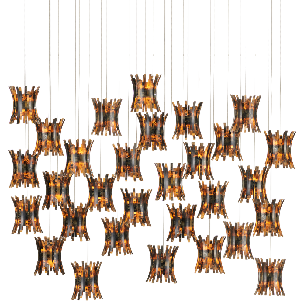 Alsop Rectangular Multi-Drop Pendant Light – Bohemian Chic Design with Tortoise Shell Inspired Shades