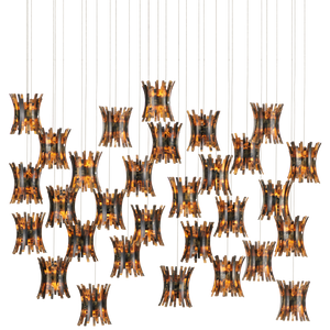 Alsop Rectangular Multi-Drop Pendant Light – Bohemian Chic Design with Tortoise Shell Inspired Shades