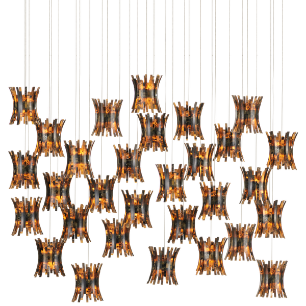Alsop Rectangular Multi-Drop Pendant Light – Bohemian Chic Design with Tortoise Shell Inspired Shades