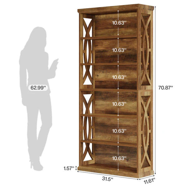 English Elm Display Cabinet Wall Mounted 5 Tier Glass Door Shelving for Collectibles Matte Black T3971P447535