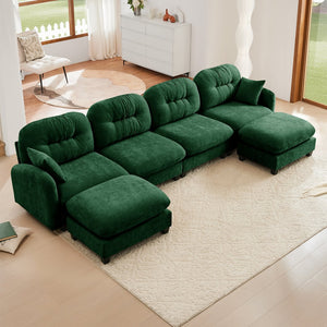 English Elm Modular U-Shaped Sectional Couch With Ottoman, Soft Chenille, Ergonomic Comfort For Any Space W714S01403