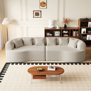 English Elm Curved Chenille Sectional Sofa Oversized Four Seat Cloud Foam Living Room Lounge W3505P355582