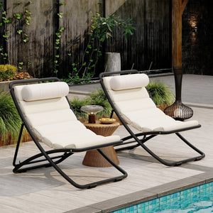 English Elm Trexm Rattan Wrapped Folding Outdoor Lounge Chair Set with Cushion and Adjustable Recline Black N715P428435D