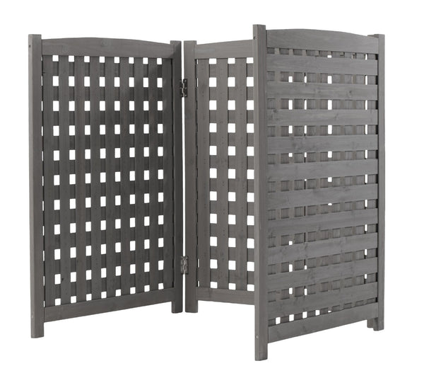 English Elm 3-panel Outdoor Slatted Wood Enclosure Screen for Ac Units Patios and Garden Areas Grey W2640P290523