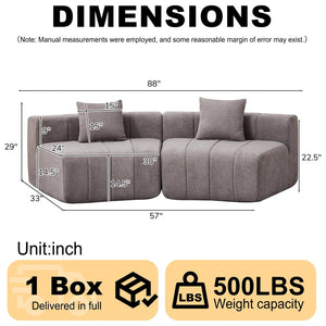 English Elm Chenille Semi Circular Modular Sectional Sofa with Sculptural Curved Silhouette and Four Pillows W834S00616