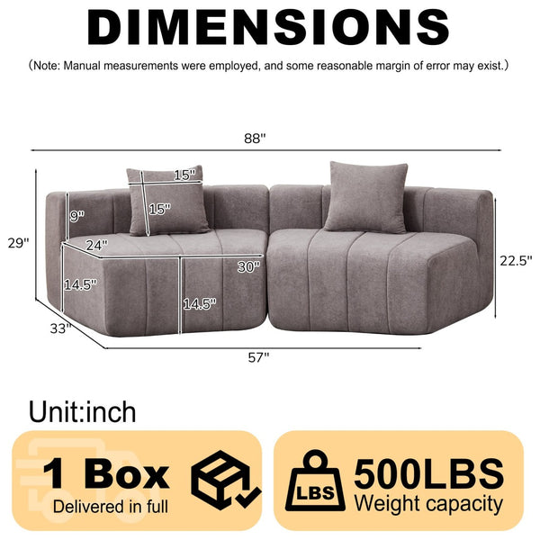 English Elm Chenille Semi Circular Modular Sectional Sofa with Sculptural Curved Silhouette and Four Pillows W834S00616