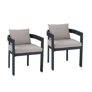English Elm Christopher Knight Home® - Elko Aluminum Dining Chairs Set of 2 — Dark Gray Rust-Resistant Frames with Plush Beige Cushions N775P210128B
