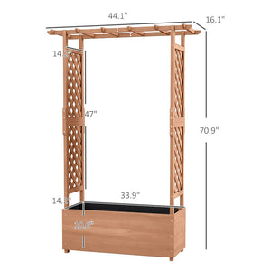 English Elm Outsunny Raised Garden Bed With Trellis For Climbing Plants, Stylish Outdoor Wood Planter Box 71" W2225P174410-GIGA