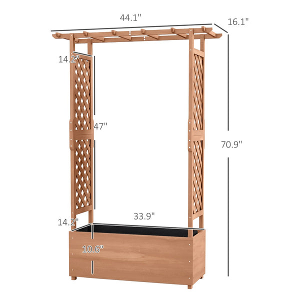 English Elm Outsunny Raised Garden Bed With Trellis For Climbing Plants, Stylish Outdoor Wood Planter Box 71" W2225P174410-GIGA