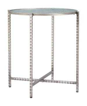 Zuo Modern Vetro Side Table Silver - Modern Elegance With Rippled Glass & Hammered Steel For Any Space Silver Glass,Steel 110749-zuo-modern