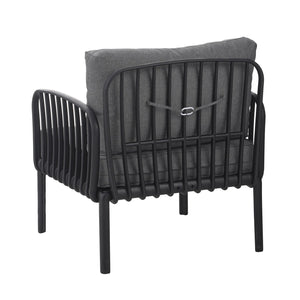 English Elm Christopher Knight Home® - ( SET OF 2 ) Outdoor Patio Club Chair with Waterproof Thick Cushions, Deep Seating, Modern Classic Style Black+ Gray N780P199454B-2