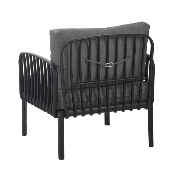 English Elm Christopher Knight Home® - ( SET OF 2 ) Outdoor Patio Club Chair with Waterproof Thick Cushions, Deep Seating, Modern Classic Style Black+ Gray N780P199454B-2