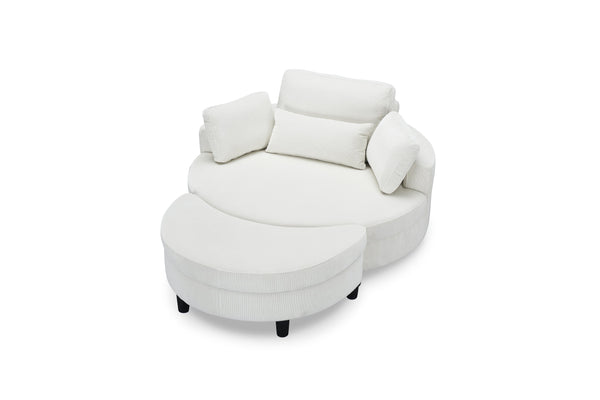 English Elm 51-inch corduroy sofa with tray and three pillows, compact solid wood frame, sponge cushions for cozy seating Beige W1658P143720