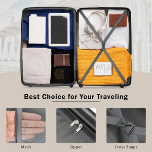 English Elm 2 Piece Abs Hard Shell Spinner Luggage Set with Tsa Lock Expandable Travel Suitcases Khaki+Brown N732P198744K