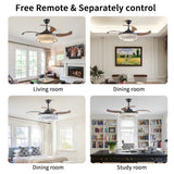 English Elm Contemporary Led Retractable Ceiling Fan With Light and Remote Control, Quiet Reversible Motor,4 Blades Modern Ceiling Fans For Kitchen Bedroom Dining Room Patio