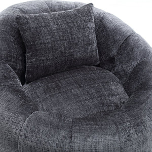 English Elm UNITED Cloud-Luxe Chenille Memory Foam Bean Bag Chair with Ottoman and Pillow for Ultimate Comfort Gray W1568P361697