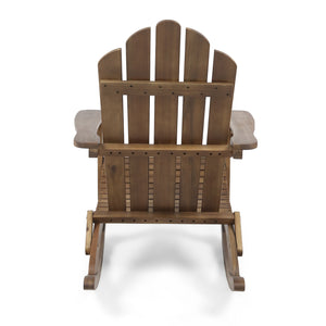 English Elm Christopher Knight Home® - HOLLYWOOD Acacia Wood Adirondack Rocking Chair with Long Rockers, Weather-Resistant, Cozy Cottage Vibe Dark Brown 38.75 L x 28 W x 9 H 62398.00DBRN