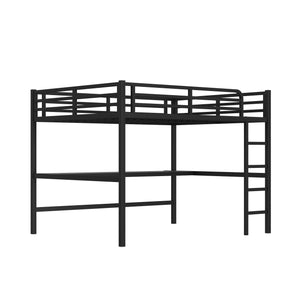 English Elm Metal Queen Size Loft Bed With Integrated Desk, Led Lighting, Power Outlet & Space-Saving Design W1580S00182
