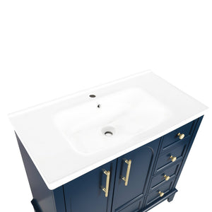 English Elm 35.6" Wide White Ceramic Drop-in Basin with Overflow for Bathroom Vanity W1801P404318