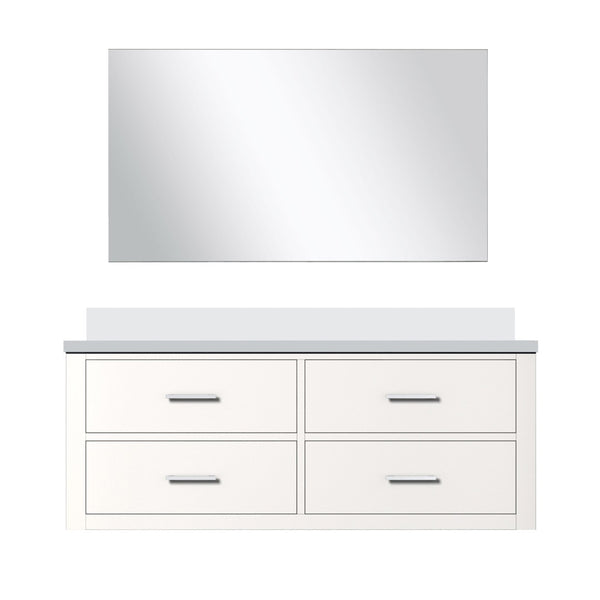 English Elm White Elegant Single Bath Vanity Set With Cultured Marble Countertop & Frameless 43 In. Mirror B2731S01442-GIGA