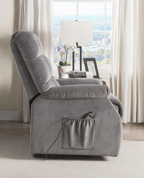 English Elm Grey Power Lift Recliner With Massage, Heat & Plush Velvet Comfort For Relaxation & Recovery B062P215442