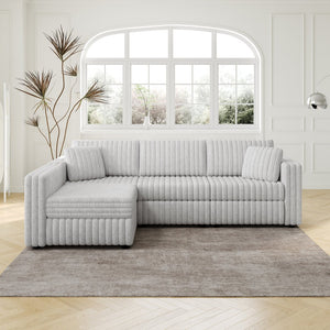 English Elm 106.3" Light Gray Modular L-Shaped Sofa - Stylish Comfort For 4, Hidden Storage & Plush Pillows! W1767S00011