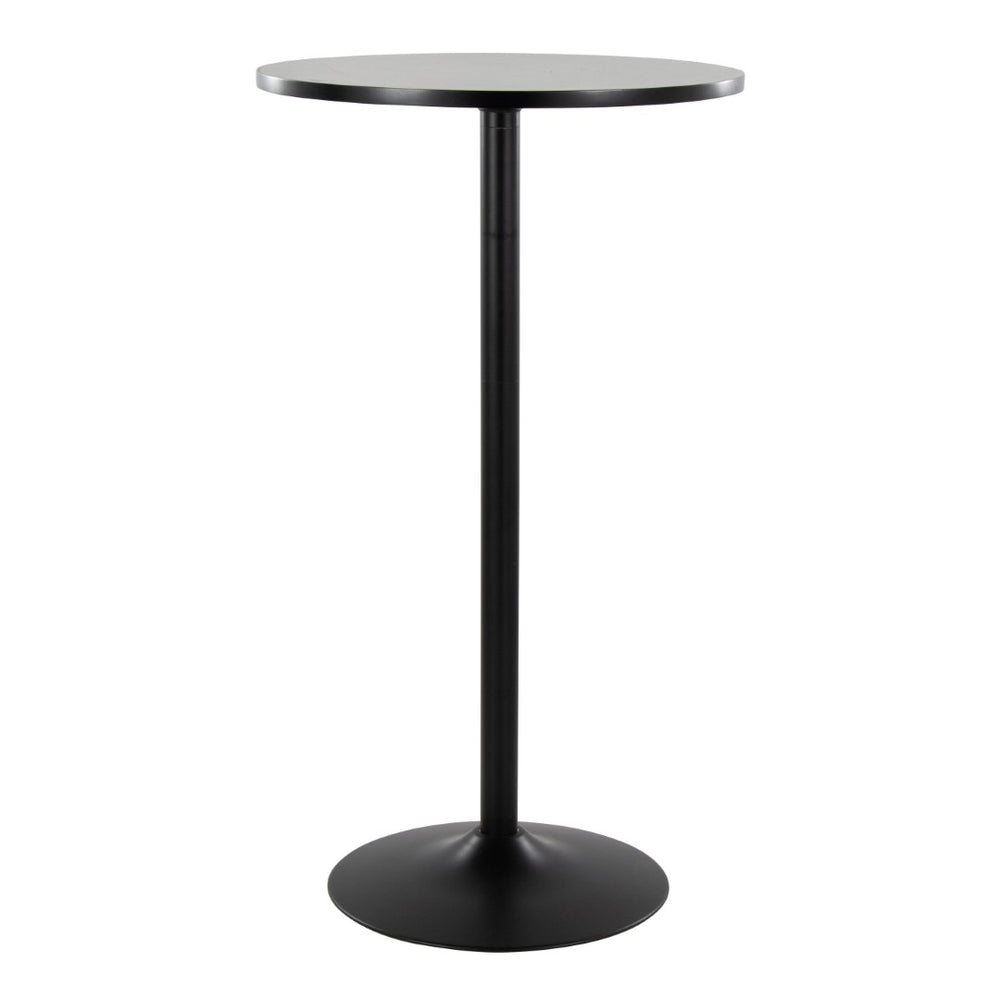 English Elm Mid-century Round Bistro Table Adjusts From Dining to Bar Height in Black Wood B202P223392