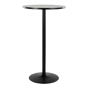 English Elm Mid-century Round Bistro Table Adjusts From Dining to Bar Height in Black Wood B202P223392