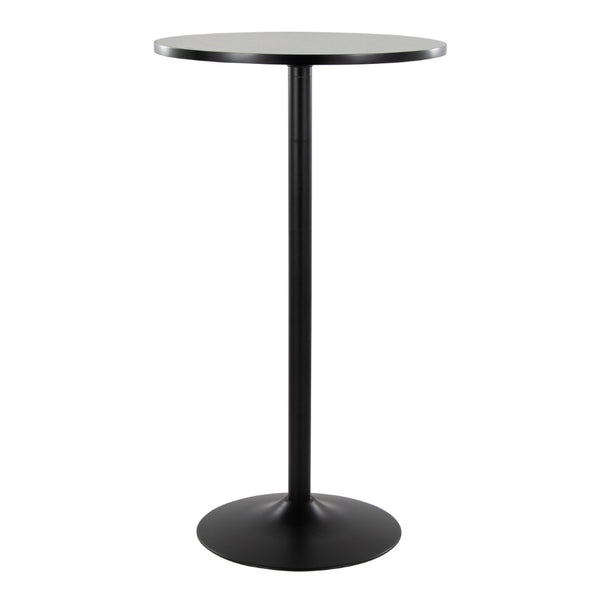 English Elm Mid-century Round Bistro Table Adjusts From Dining to Bar Height in Black Wood B202P223392