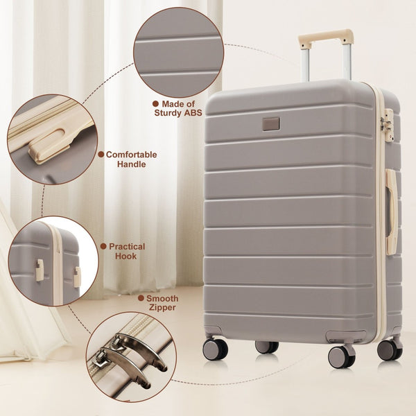 English Elm Premium Abs Hardshell 3 Piece Suitcase Set with Tsa Locks and Spinner Wheels Brown N726P296022B