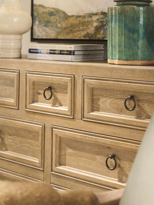 Sullivan White Oak Double Dresser with Bronze Ring Pulls and Soft Close Drawers