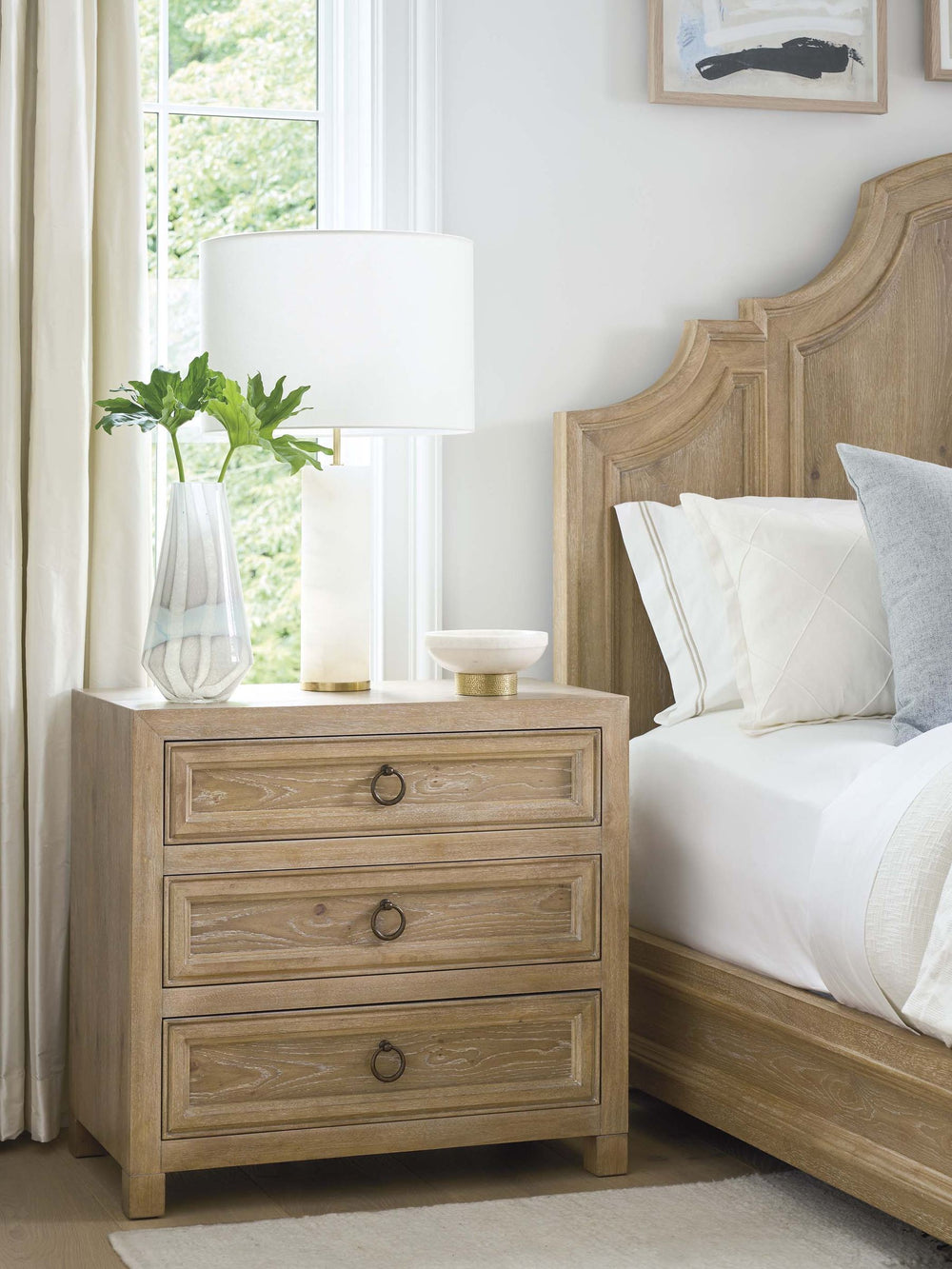 Lexington Casitas 3 Drawer Nightstand with Soft Close Storage and Antique Bronze Ring Pulls 940-621