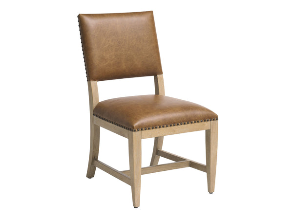 Lexington Colburn Aniline Leather Dining Chair with Nailhead Trim and Cerused Wood Frame 940-880-02