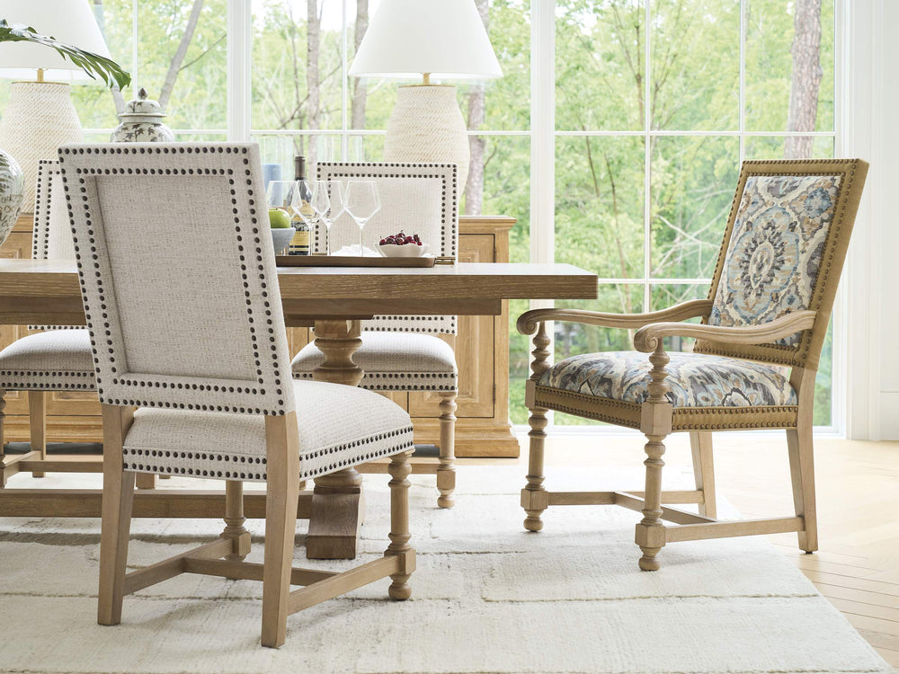 Lexington Anderson Nailhead Trim Upholstered Dining Chair with Cerused Wood Frame Farmhouse Appeal 940-882-01