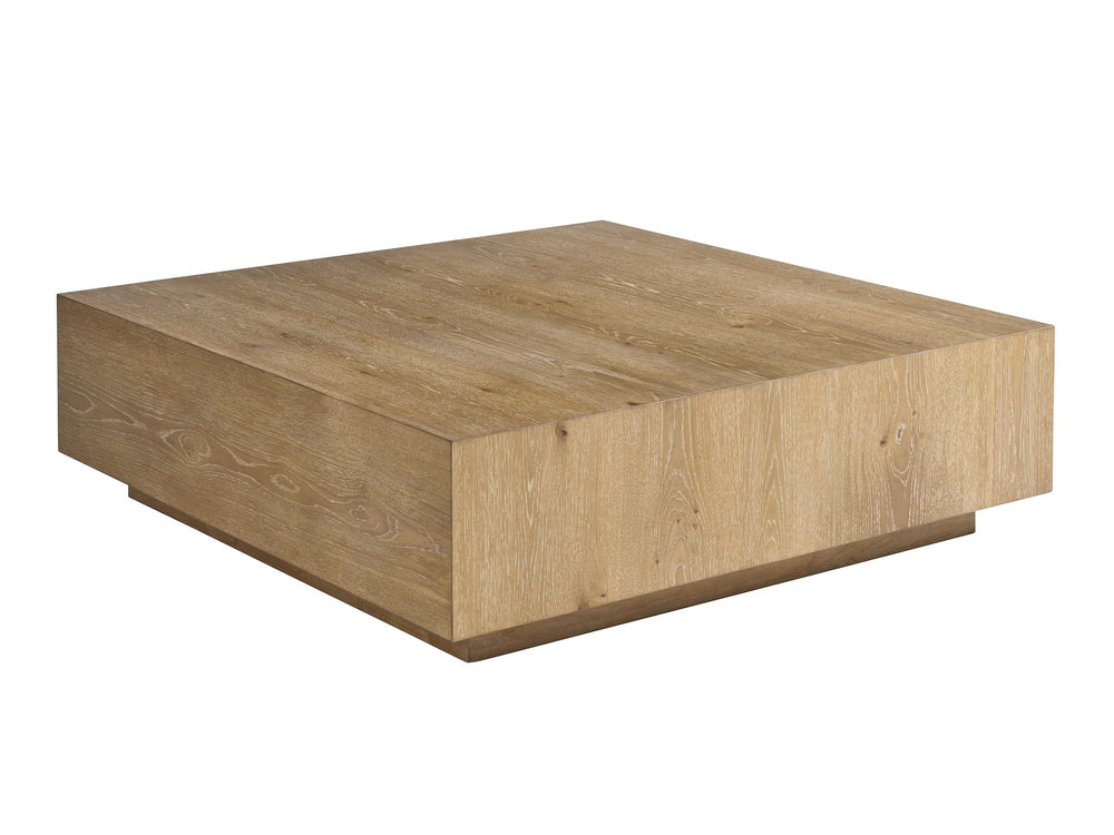 Lexington Danielson White Oak Veneer Square Coffee Table with Floating Plinth Base for Living Rooms 940-947